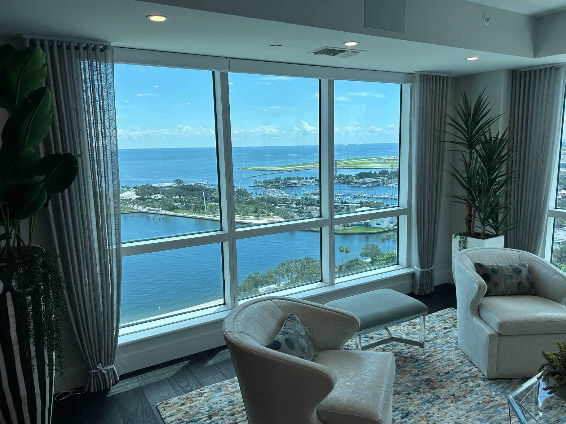 Bay-view drapery installation